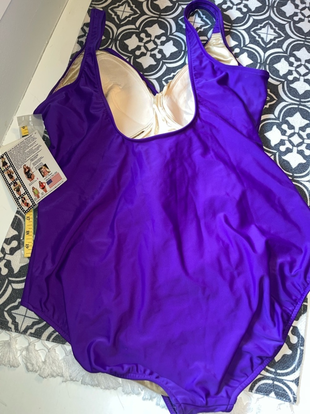 Carol Wior Swimsuit with power mesh lining - Slimsuit  Purple - 24W - NWT - Picture 4 of 7